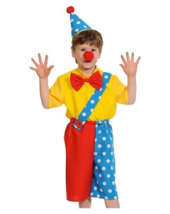 Карнавальный костюм Клоун чудик рубаха бриджи колпак нос рост 92 110 см Карнавалофф