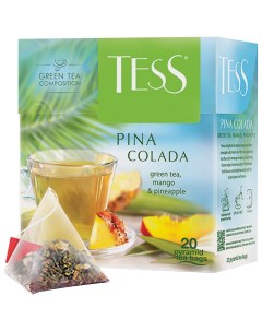 Чай Тесс Pina Colada зеленый с ароматом тропических фруктов 20 пирамидок по 1 8 г 0787 12 Tess
