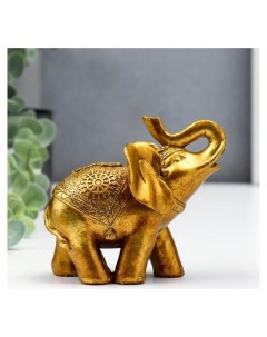 Сувенир полистоун Слон в золотой попоне с узорами лак 10х5х12 см Nnb