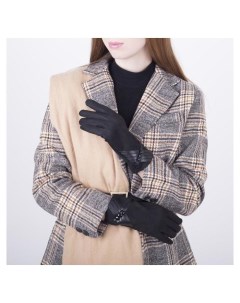 Перчатки женские с кожаными вставками безразмерные с утеплителем цвет чёрный Nnb