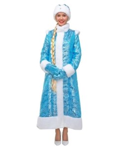 Карнавальный костюм Снегурочка шубка из парчи длинная шапочка рукавички р 52 Nnb
