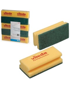 Губки Виледа комплект 10 шт для любых поверхностей желтые зеленый абразив 7х15 см Vileda