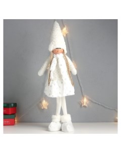 Кукла интерьерная Девочка в зимнем белом наряде с серебром 63х20х13 см Nnb