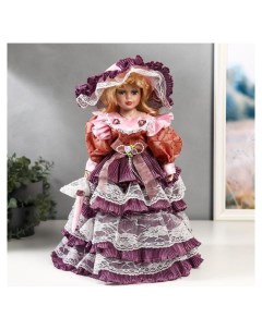 Кукла коллекционная керамика Леди оливия в платье цвета пыльная роза 40 см Nnb