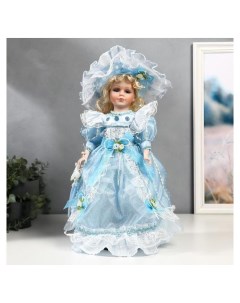 Кукла коллекционная керамика Элис в нежно голубом платье 40 см Nnb