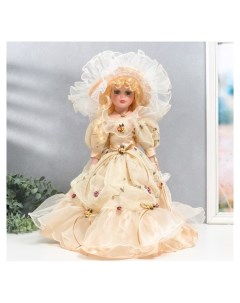 Кукла коллекционная керамика Евгения в сливочном платье 40 см Nnb