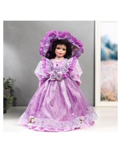 Кукла коллекционная керамика Леди беатрис в сиреневом платье 40 см Nnb