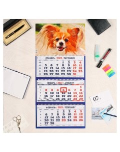 Календарь квартальный трио Щенки 2023 год Издательство каленарт