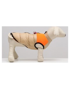 Куртка для собак на молнии размер 18 ДС 40 см ОГ 50 см ОШ 38 см бежевая с оранжевым Nnb