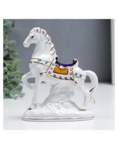Сувенир керамика Конь с попоной стразы 15 см Nnb
