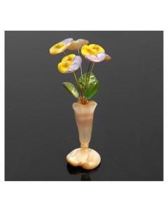 Сувенир ваза Росток с фиалками 5 цветков селенит Nnb