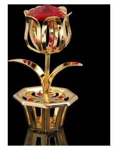 Сувенир Цветок 2 2 5 см с красными кристаллами сваровски Swarovski elements