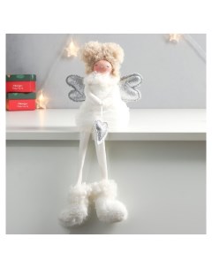Кукла интерьерная Ангелочек с кудряшками в белом с сердечком длинные ножки 42х9х17 5 см 757530 Nnb
