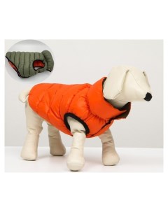 Куртка для собак двухсторонняя с воротником S35 ДС 34 ОШ 33 ОГ 44 оранжевая зелёная Nnb