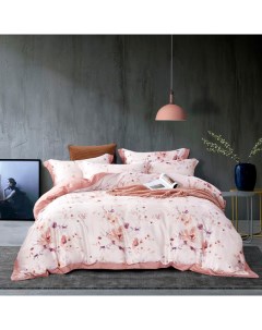 Комплект постельного белья семейный цветы на молочном простыня светло розовая Anabella asabella