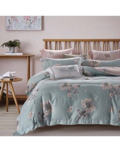 Комплект постельного белья семейный цветы на синем Pappel