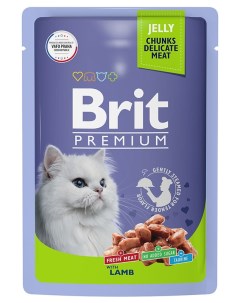 Влажный корм для кошек Premium Пауч Ягненок в желе 0 085 кг Brit*