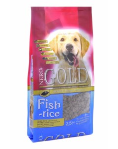 Корм для взрослых собак рыбный коктейль рис и овощи 12 кг Nero gold super premium