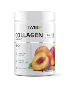 Комплекс Коллаген с витамином С со вкусом персика 30 порций 180 г Collagen 1win