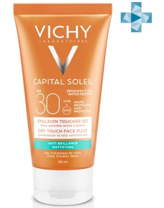 Солнцезащитная матирующая эмульсия Dry Touch для жирной кожи лица SPF 30 50 мл Capital Ideal Soleil Vichy