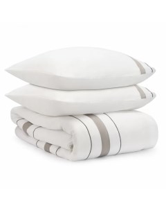 Комплект постельного белья из сатина 200 х 220 см Essential белый с серым кантом Tkano