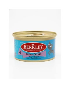 1 полнорационный влажный корм для взрослых кошек с тунцом и кальмаром кусочки в соусе в консервах 85 Berkley