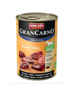 Gran Carno Original Adult влажный корм для собак фарш из говядины и индейки в консервах 400 г Animonda