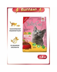 Jolly Cat полнорационный сухой корм для кошек с курицей и индейкой 1 8 кг Зоогурман