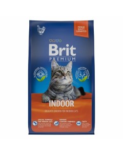 Premium Cat Indoor полнорационный сухой корм для кошек домашнего содержания с курицей 800 г Brit*