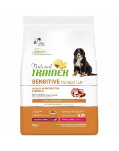 Natural Sensitive No Gluten Puppy Junior сухой корм для щенков средних и крупных пород с уткой 3 кг Trainer