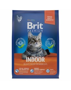 Premium Cat Indoor полнорационный сухой корм для кошек домашнего содержания с курицей 400 г Brit*