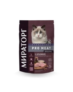 PRO MEAT Сухой корм для стерилизованных кошек кролик 400 гр Мираторг