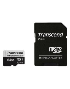 Карта памяти 64Gb MicroSDXC 340S UHS I U3 V30 A2 TS64GUSD340S с адаптером SD Transcend