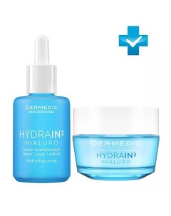 Hydrain3 Подарочный набор для увлажнения кожи лица сыворотка 30 гр крем гель 50 гр Dermedic