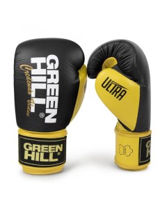 Боксерские перчатки ULTRA черно желтые 14oz Green hill