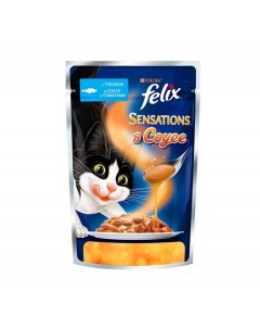 Sensations Корм влаж треска и томат в соусе д кошек пауч 85г Felix