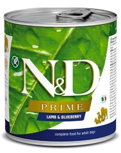 N D Dog Prime Adult Корм влаж ягненок черника д собак конс 285г Farmina