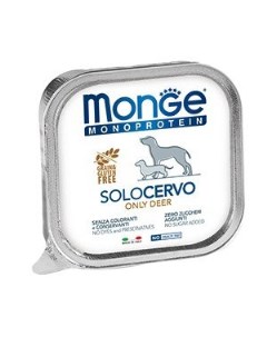 Dog Monoproteico Solo Корм влаж паштет из оленины д собак ламистер 150 г Monge