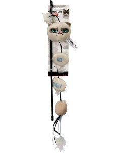 Игрушка для кошек удочка дразнилка Сердитый котик с плюшевыми подвесками бежевый 43х2 5 Rosewood
