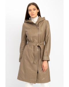 Женское кожаное пальто из натуральной кожи с капюшоном Мосмеха