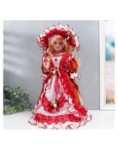 Кукла коллекционная керамика Фрейлина абигейл в красном платье 40 см Nnb