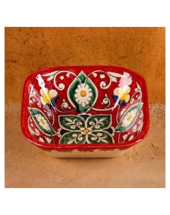 Салатница риштанская керамика красная 14см Шафран
