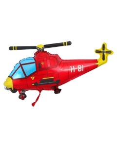 Шар фольгированный 12 Вертолёт цвет красный Flexmetal