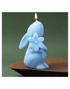 Свеча формовая Зайчик голубой 9 5 х 6 см Зимнее волшебство