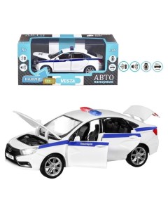 Машина металлическая Lada Vesta полиция седан 1 24 открываются двери капот багажник свет и звук инер Кнр игрушки