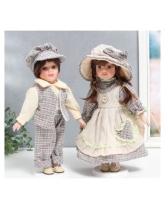 Кукла коллекционная парочка Катя и петя кармашек сердечко набор 2 шт 30 см Nnb