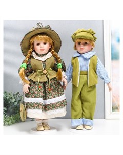 Кукла коллекционная парочка Вика и антон розочки на зелёном набор 2 шт 40 см Nnb