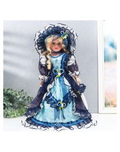 Кукла коллекционная керамика Фрейлина абигейл в синем платье 40 см Nnb