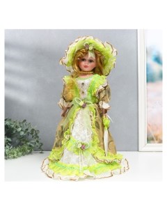 Кукла коллекционная керамика Фрейлина абигейл в карамельно зелёном платье 40 см Nnb