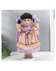 Кукла коллекционная керамика Зося в сиреневом платье с ромашками 30 см Nnb